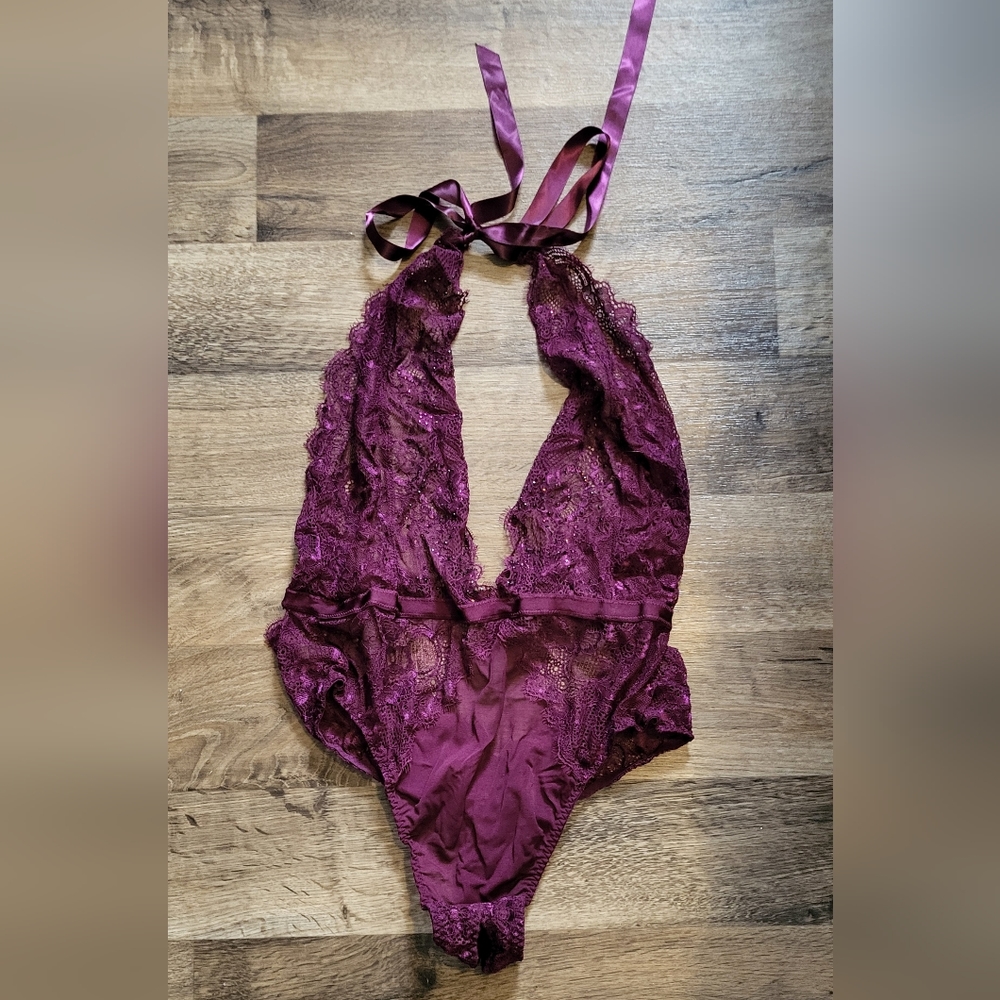 Purple lace bodysuit